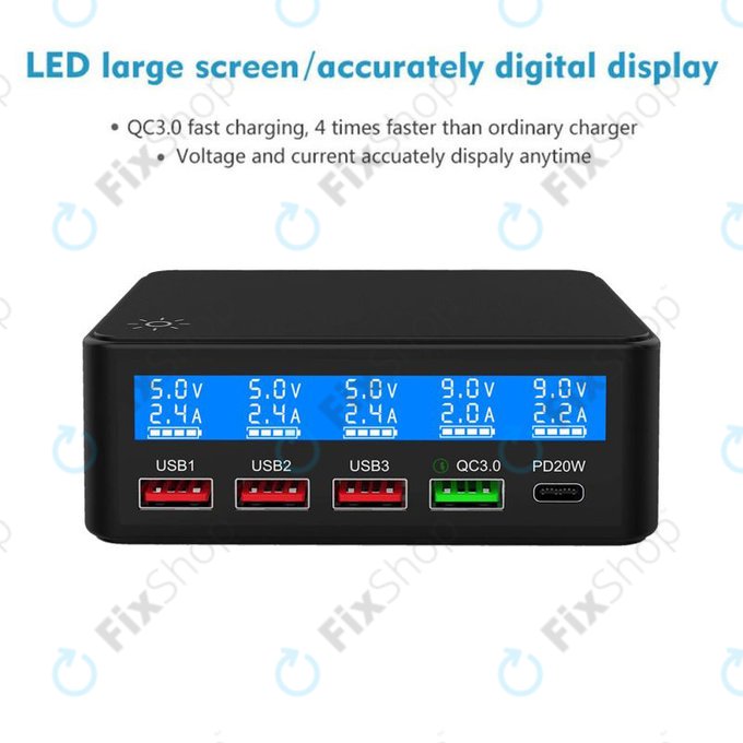 FixPremium - USB-Service-Ladestation mit USB 3.0 und USB-C