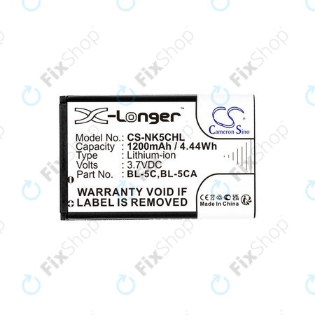 Batterie für Nokia 1208, 1110, 2310, 1200mAh, Li-ion, 3.7V, BL-5C, HQ