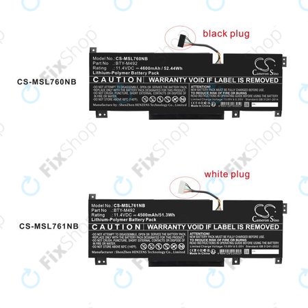 Akku batterie für MSI Pulse GL76, Katana GF66, Bravo 15, Crosshair 17, 4600mAh, Li-Pol, 11.4V, BTY-M492, HQ