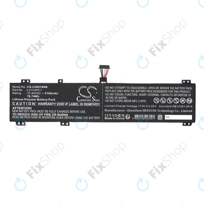 Akku batterie für Lenovo Legion 5 15ARH7H, 82RD0002SB, 5100mAh, Li-Pol, 15.44V, L21C4PC1, HQ
