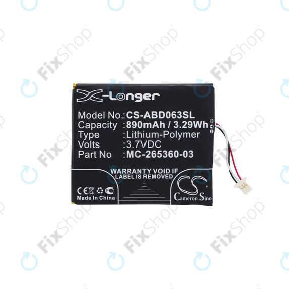 Amazon Kindle 7th, 8th, 499, 558, X - Akku Batterie MC-265360-03, 58-000083 890mAh HQ