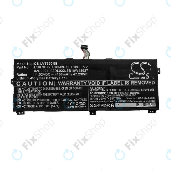 Batterie für Lenovo ThinkPad X390, Yoga X390, 4100mAh, Li-Pol, 11.52V, 02DL021, HQ
