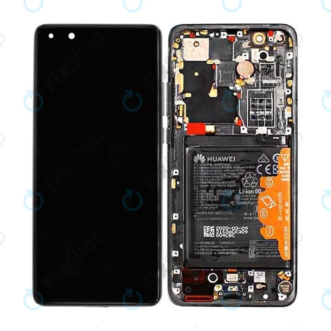 Huawei P40 Pro Plus - LCD-Display + Touchglas + Rahmen + Akku Batterie + Fingerabdruck-Sensor Fingerabdruck (Ceramic Black) - 02353RVJ Genuine Service Pack