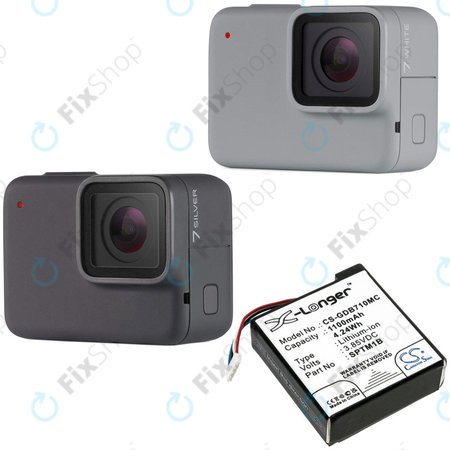 Batterie für Gopro Hero 7 Silver, White, 1100mAh, Li-Ion, 3.85V, SPTM1B, HQ