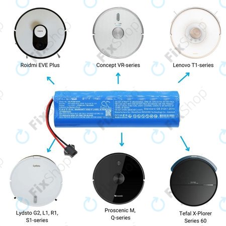 Xiaomi Roidmi EVE Plus, Viomi, Lydsto, Proscenic, Tefal - Akku Batterie NR18650 M26-4S2P, SUN-INTE-181, H18650CH-4S2P Li-Ion 14.4V 6700mAh HQ