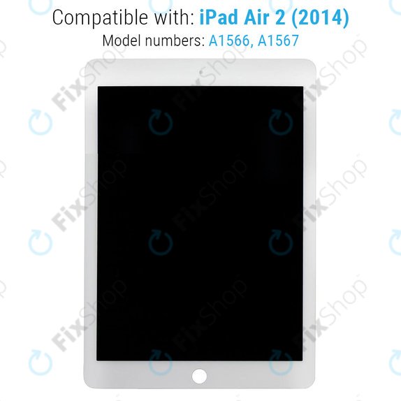 LCD-Display für iPad Air 2, White, Touchscreen-Glas ohne Rahmen, Refurbished