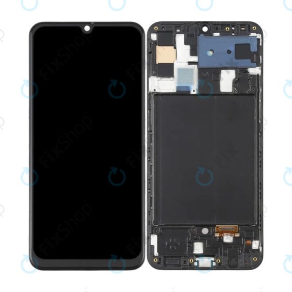 Samsung Galaxy A50 A505F - LCD Display + Touchscreen Front Glas + Rahmen (Black) OLED