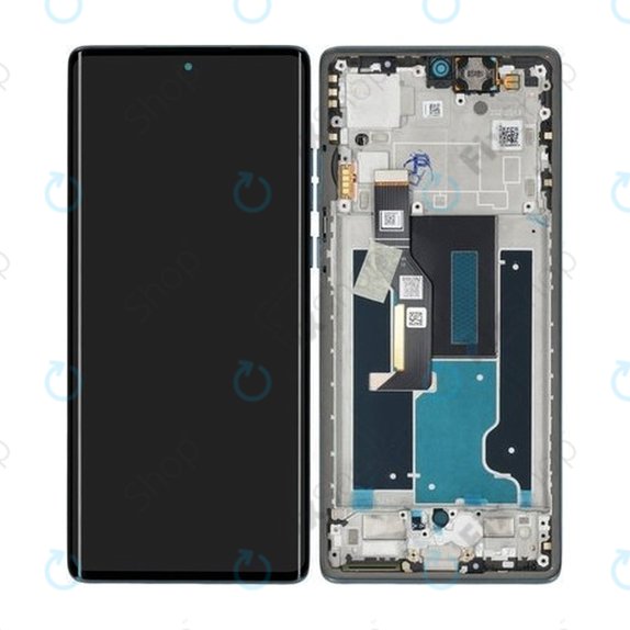 Motorola Edge 50 Fusion - LCD Display + Touchscreen Front Glas + Rahmen (Forest Blue) - 5D68C24633 Genuine Service Pack
