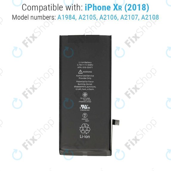 Akku Batterie für iPhone XR, 2942mAh, FixPremium
