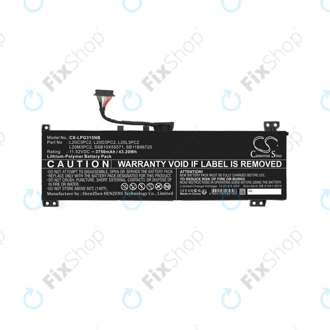 Batterie für Lenovo IdeaPad Gaming 3, 3750mAh, Li-Pol, 11.52V, L20C3PC2, HQ