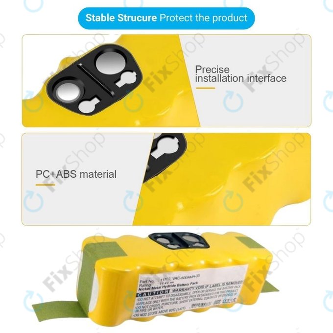 iRobot Roomba 500, 600, 700, 800, 900-series, R3, Scooba 450, Vileda 137173 - Akku Batterie 11702, GD-Roomba-500, VAC-500NMH-33 Ni-MH 14.4V 3500mAh