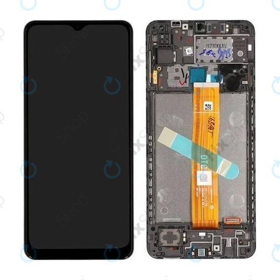 Samsung Galaxy A12 A127F, A032F - LCD Display + Touch Screen + Frame (Black) - GH82-26485A, GH82-26486A Genuine Service Pack