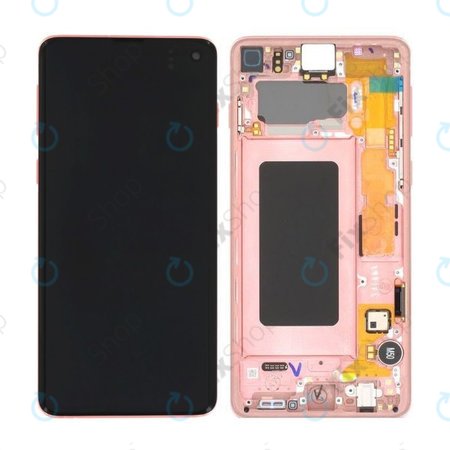 Samsung Galaxy S10 G973F - LCD Display + Touchscreen Front Glas + Rahmen (Pink Gold) - GH82-18850D Genuine Service Pack