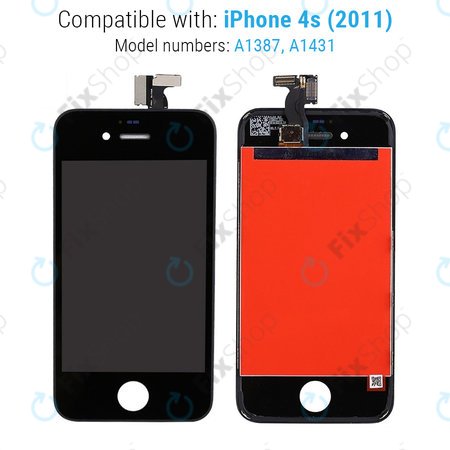 Apple iPhone 4S - LCD Display + Touchscreen Front Glas + Rahmen (Black) TFT