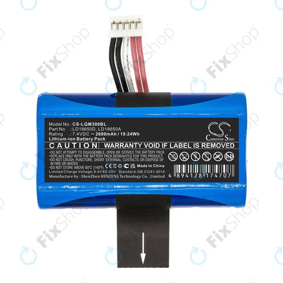 Batterie für Ingenico Apos A8, 2600mAh, Li-Ion, 7.4V, LD18650D, HQ