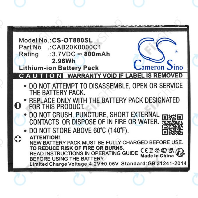 Batterie für Alcatel Onetouch, 800mAh, Li-ion, 3.7V, BTR510AB, HQ