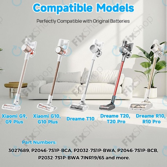 Akku batterie für Xiaomi Dreame G9, G10, T10, T20, R10, 3027689, Li-Ion, 25.2V, 3500mAh