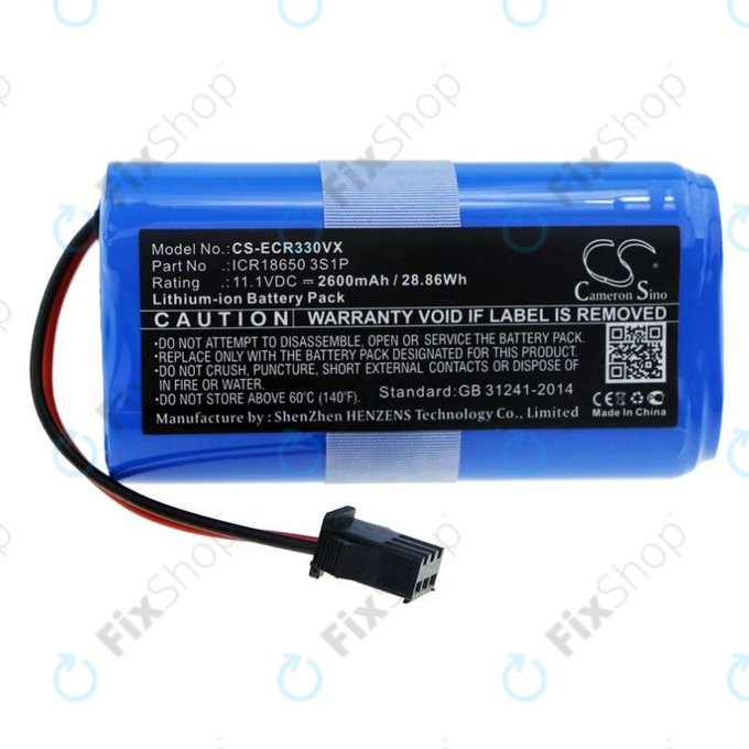 Ecovacs CEN330, CR-series - Akku Batterie ICR18650 3S1P Li-Ion 11.1V 2600mAh HQ