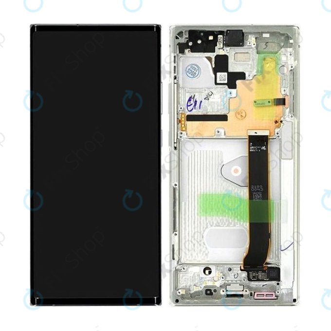 Samsung Galaxy Note 20 Ultra N986B - LCD Display + Touchscreen Front Glas + Rahmen (Mystic White) - GH82-23596C, GH82-31461C Genuine Service Pack
