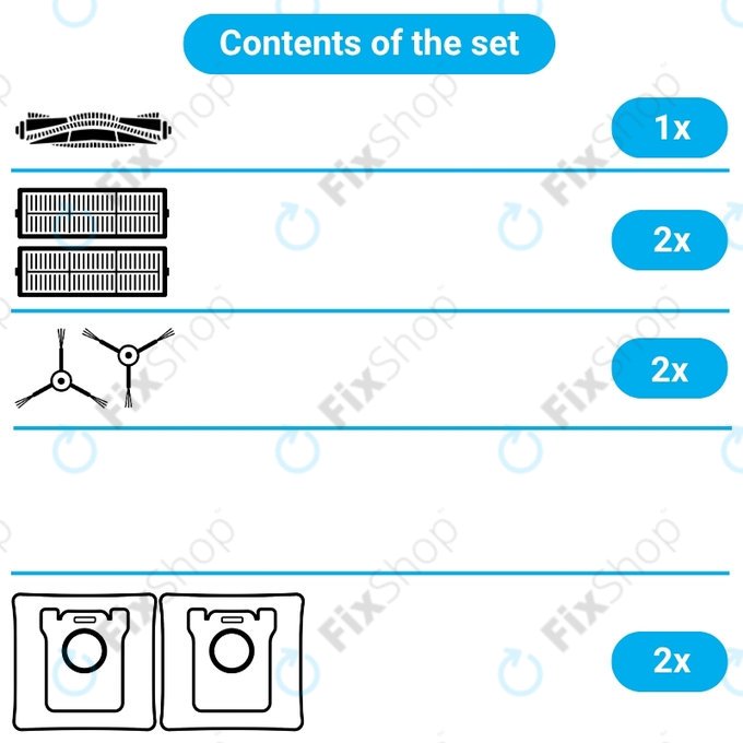 Ersatzteilset für Samsung Jet Bot+ (1x Hauptbürste, 2x Filter, 2x Seitenbürste, 2x Staubbeutel)