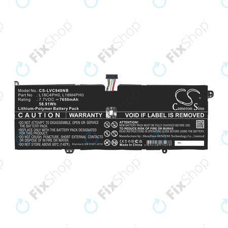Batterie für Lenovo Yoga C940, 7650mAh, Li-Pol, 7.7V, L18C4PH0, HQ
