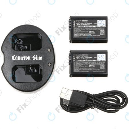 2 Akkus mit Ladegerät fürSony NEX-5, Alpha 7, NEX-7, 1030mAh, Li-Ion, 7.4V, NP-FW50, HQ