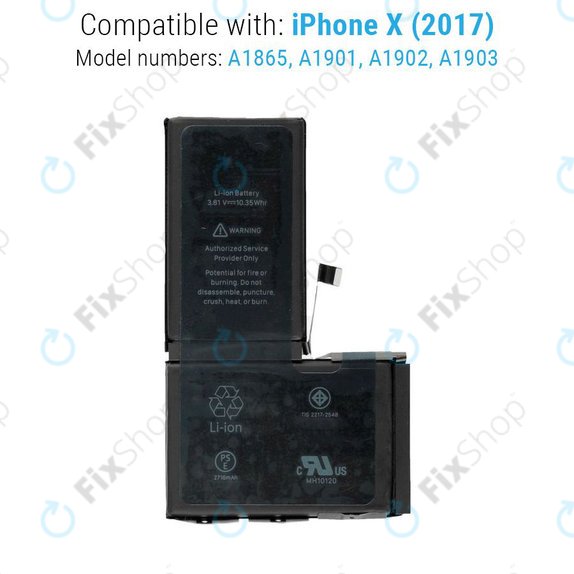 Akku Batterie für iPhone X, 2716mAh, Service Pack