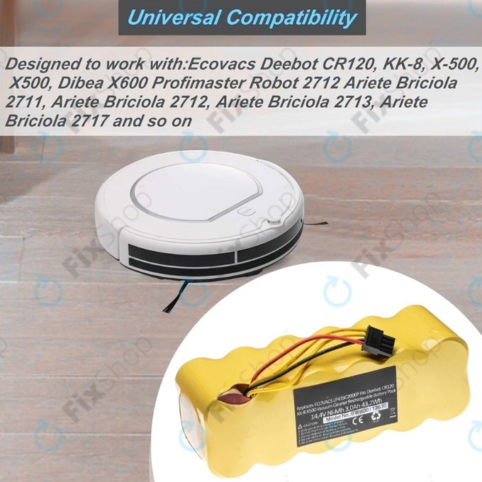 Ecovacs Deebot CR120, KK-8, X500 - Akku Batterie LP43SC2000P Ni-MH 14.4V 3000mAh