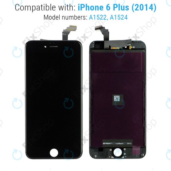 Display für iPhone 6 Plus, Black, Touchscreen-Glas mit Rahmen, Refurbished