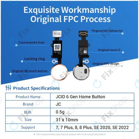 Apple iPhone 7, 7 Plus, 8, 8 Plus, SE (2020), SE (2022) - Home Taste JCID 7 Gen (Silver, White)