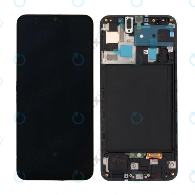 Samsung Galaxy A50 A505F - LCD Display + Touchscreen Front Glas + Rahmen (Black) - GH82-19204A, GH82-19713A, GH82-19714A, GH82-19289A Genuine Service Pack