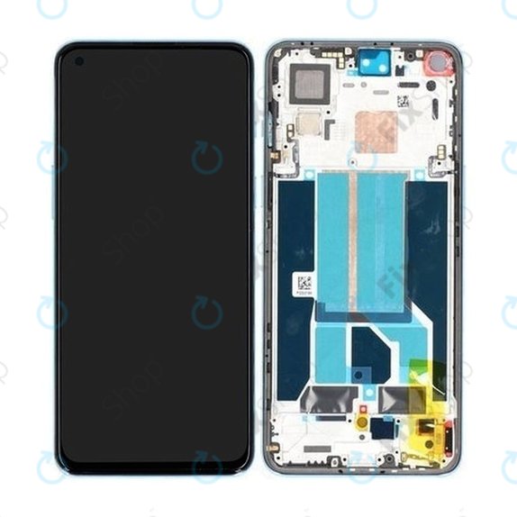 OnePlus Nord 2 5G - LCD Display + Touchscreen Front Glas + Rahmen (Blue Haze) - 2011100359 Genuine Service Pack