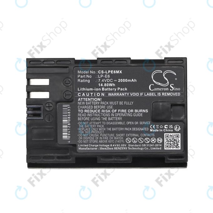 Akku batterie für Canon EOS 5D Mark II, EOS 7D, EOS 70D, 2000mAh, Li-Ion, 7.4V, LP-E6, HQ