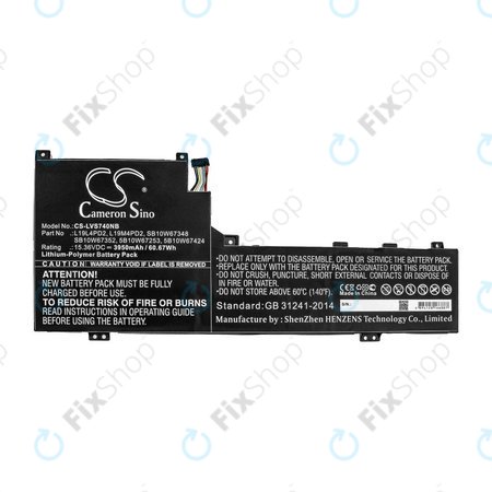 Akku batterie für Lenovo Yoga S740 14, IdeaPad S740-14IIL, 3950mAh, Li-Pol, 15.36V, L19L4PD2, HQ