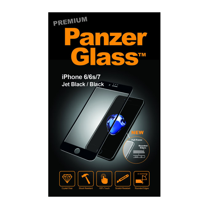 PanzerGlass PREMIUM - gehärtetes Glas für iPhone 6, 6S, 7, 8, SE 2020 und SE 2022, schwarz