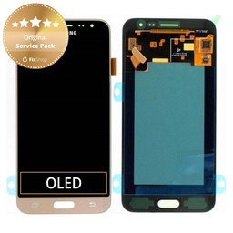 Samsung Galaxy J3 J320F (2016) - LCD Display + Touchscreen Front Glas (Gold) - GH97-18414B, GH97-18748B Genuine Service Pack