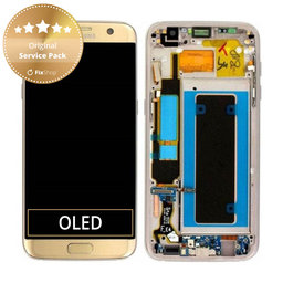 Samsung Galaxy S7 Edge G935F - LCD Display + Touchscreen Front Glas + Rahmen (Gold) - GH97-18533C, GH97-18594C, GH97-18767C Genuine Service Pack