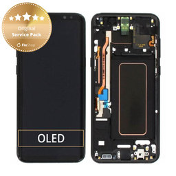 Samsung Galaxy S8 Plus G955F - LCD Display + Touchscreen Front Glas + Rahmen (Midnight Black) - GH97-20470A, GH97-20564A, GH97-20565A Genuine Service Pack