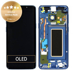 Samsung Galaxy S9 G960F - LCD Display + Touchscreen Front Glas + Rahmen (Koralle Blue) - GH97-21696D, GH97-21697D Genuine Service Pack