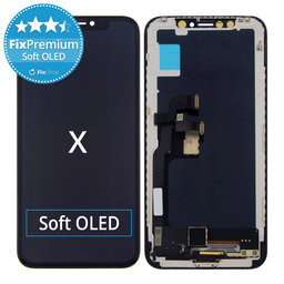 Apple iPhone X - LCD Display + Touchscreen Front Glas + Rahmen Soft OLED FixPremium