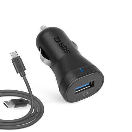 SBS - Auto-Ladegerät USB + Kabel USB / Micro-USB, schwarz