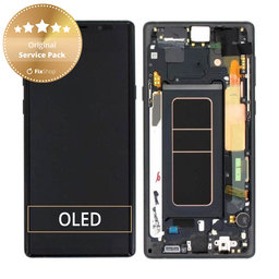 Samsung Galaxy Note 9 N960U - LCD Display + Touchscreen Front Glas + Rahmen (Midnight Black) - GH97-22269A, GH97-23737A, GH97-22270A Genuine Service Pack