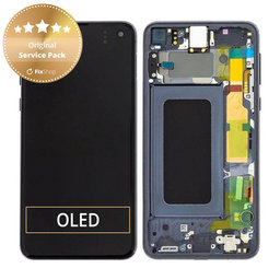 Samsung Galaxy S10e G970F - LCD Display + Touchscreen Front Glas + Rahmen (Prism Black) - GH82-18852A, GH82-18836A Genuine Service Pack