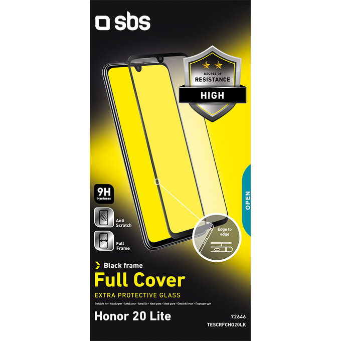SBS - Gehärtetes Glas Full Cover für Honor 20 Lite, schwarz
