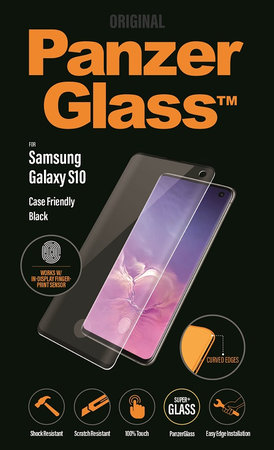 PanzerGlass - Gehärtetes Glas Case Friendly für Samsung Galaxy S10, Fingerprint komp., black