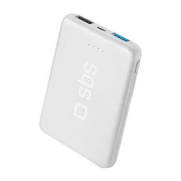 SBS - PowerBank 5000 mAh, 2x USB 2,1A, 1A, weiss