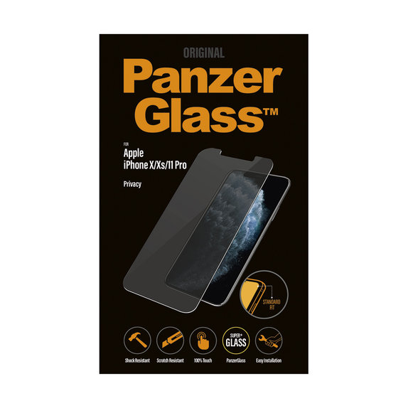 PanzerGlass - Gehärtetes Glas Privacy Standard Fit für iPhone X, XS und 11 Pro, transparent