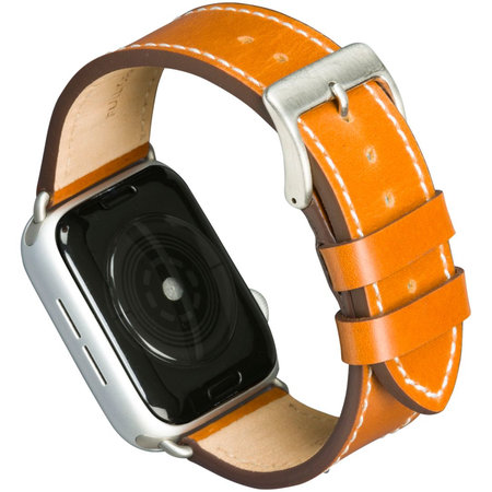 MODE - Copenhagen Lederarmband für Apple Watch 44 mm, braun / silber
