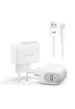 Fonex - Ladeadapter USB + Kabel USB / Lightning, 10W, weiß
