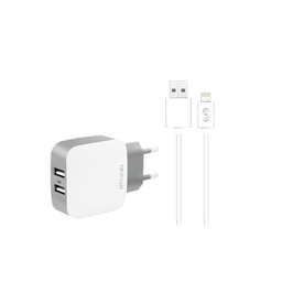 Fonex - Ladeadapter 2x USB + Kabel USB / Lightning, 10W, weiß